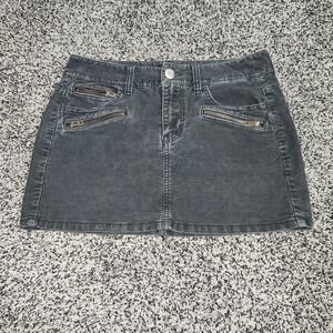 Y2k American eagle black corduroy Micro Mini skirt Grunge Punk Emo Gothic Sz 2